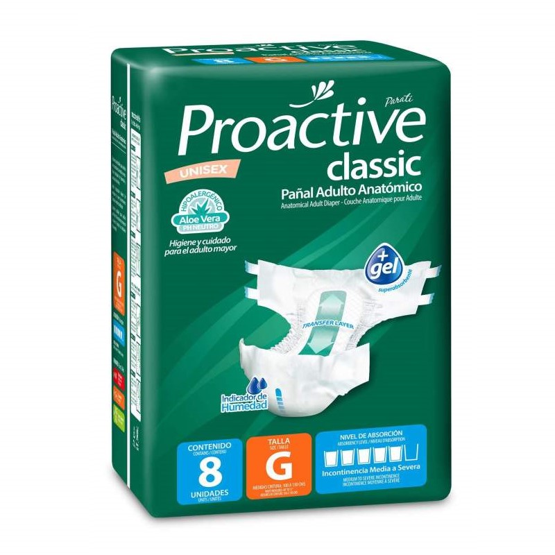 Pañales Adultos Proactive Classic Talla G 8un - Pamelita distribuidora